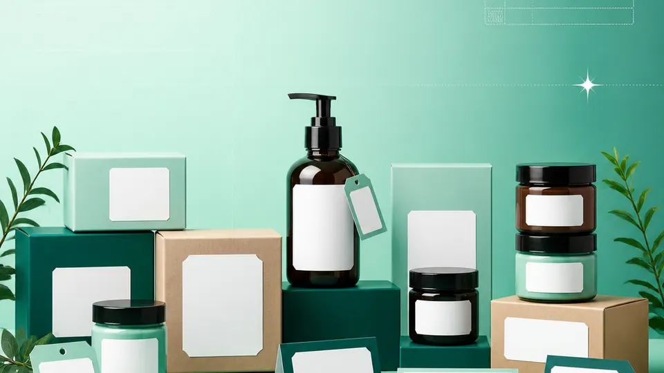Independent retailers, makers, studio shops, and small product teams products with blank labels on a mint-to-teal grid background